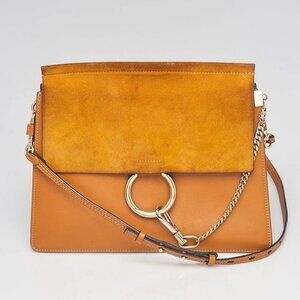 Chloe Yellow/Brown Leather/Suede Faye Medium Shoulder Bag